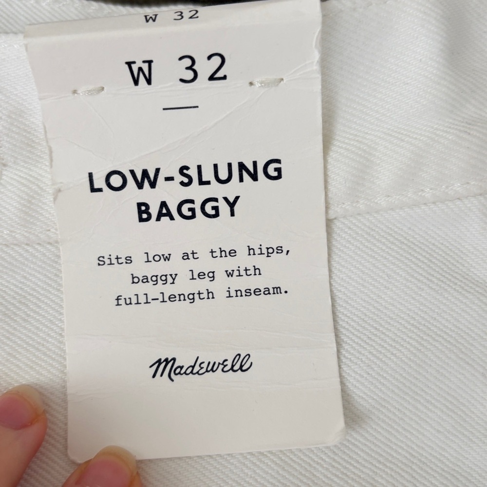 NWT Madewell Low-Slung Baggy Wide Leg White Denim Jeans rigid cotton size 32 - Picture 11 of 15